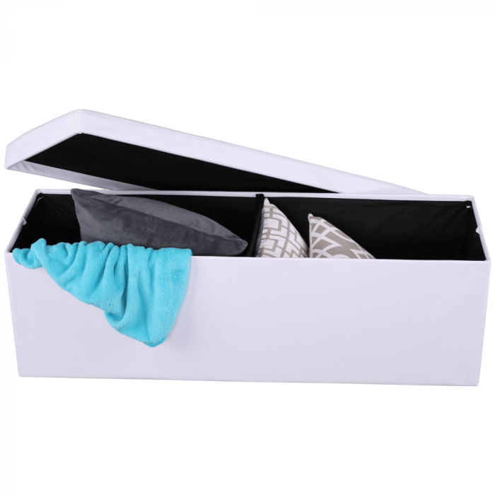 Taburet pliabil, piele eco alb, ZAMIRA [6]