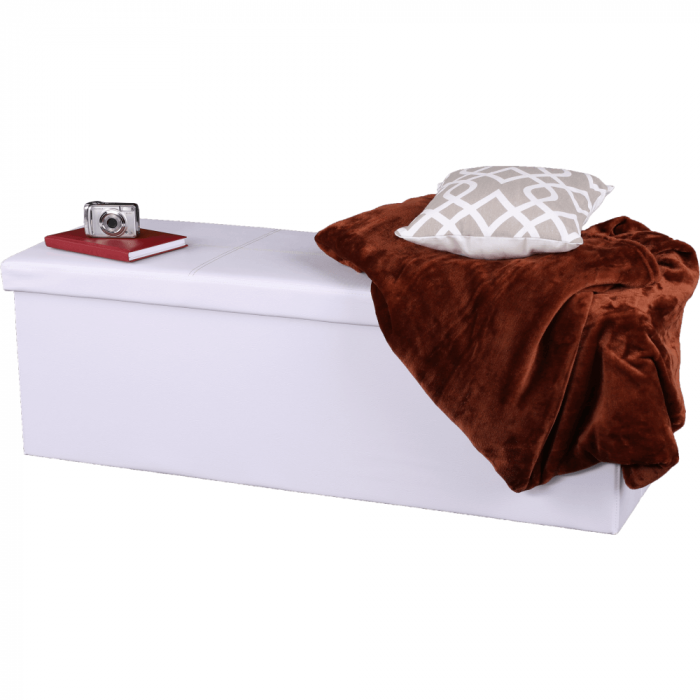 Taburet pliabil, piele eco alb, ZAMIRA [5]