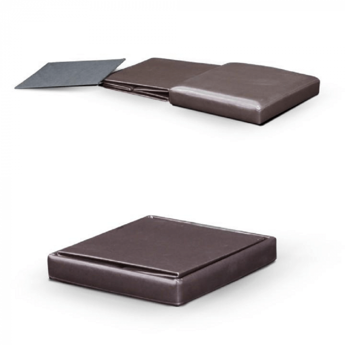 Taburet pliabil, piele eco maro închis, TELA NEW [4]