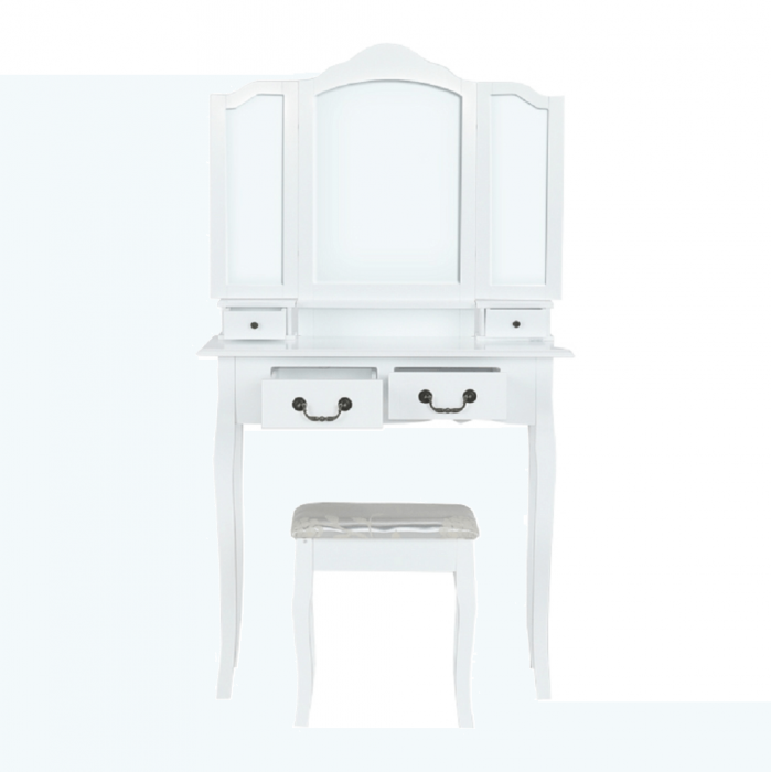 Masuta de toaleta cu taburet inclus , mdf alb , stil baroc [12]