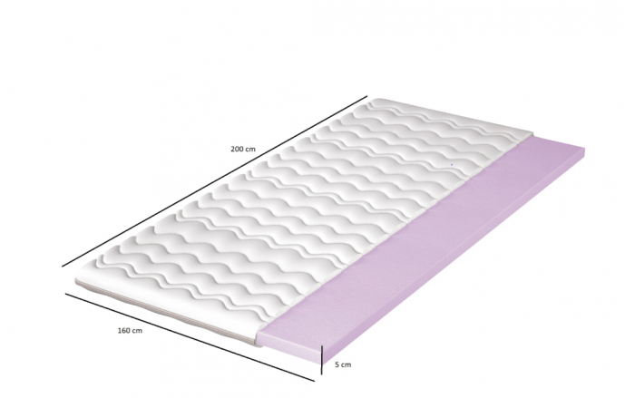 Topper saltea din spuma de 5 cm, 160x200 cm, husa lavabila si detasabila, Bortis Impex [2]