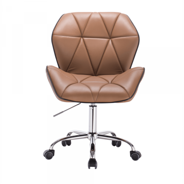 Fotoliu birou, baza metal cromat ,reglabil, pe rotile ,piele eco maro-camel,Bortis [4]