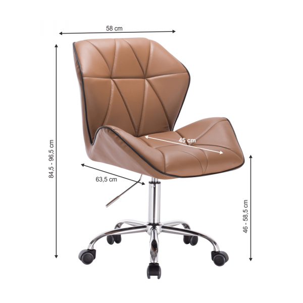 Fotoliu birou, baza metal cromat ,reglabil, pe rotile ,piele eco maro-camel,Bortis [2]