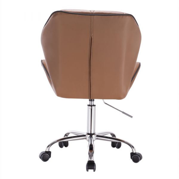 Fotoliu birou, baza metal cromat ,reglabil, pe rotile ,piele eco maro-camel,Bortis [5]