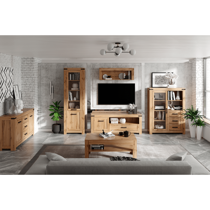 Vitrină 1D1W, stejar wotan, MORATIZ [3]