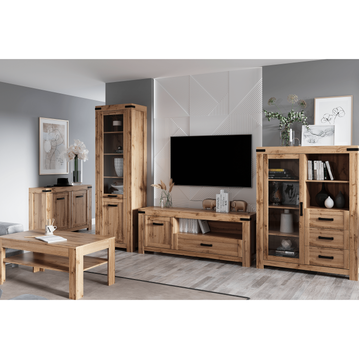 Vitrină 1W3S, stejar wotan, MORATIZ [4]