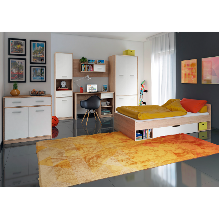 Vitrină 2D1W1S/80, alb/stejar sonoma, TEYO [4]