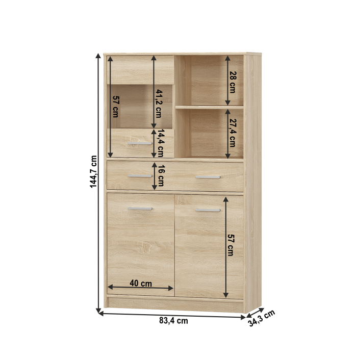 Vitrină 2D1W1S/80, stejar sonoma, TEYO [2]