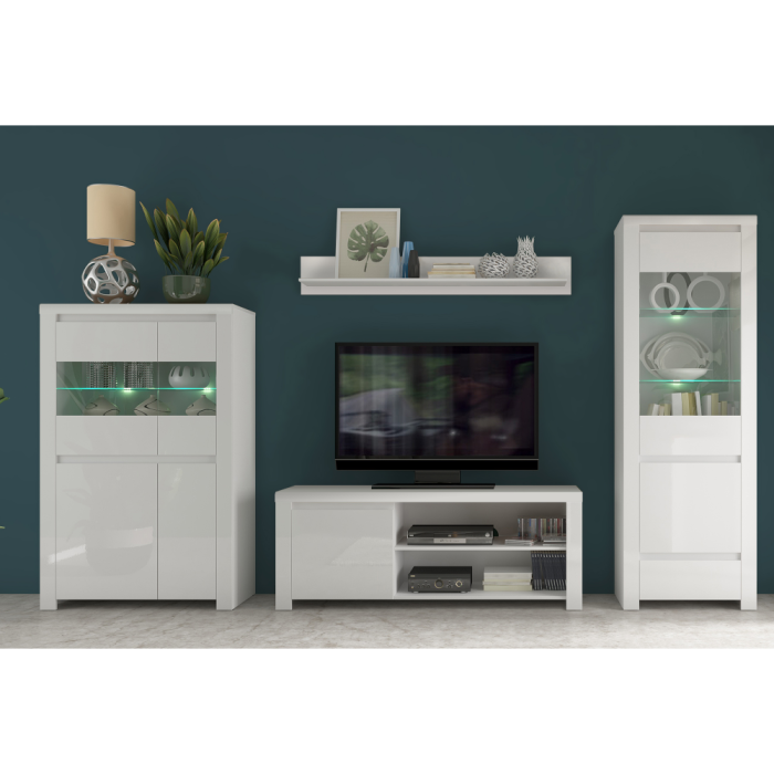 Vitrină 2D2W, alb lucios, LINDY [6]