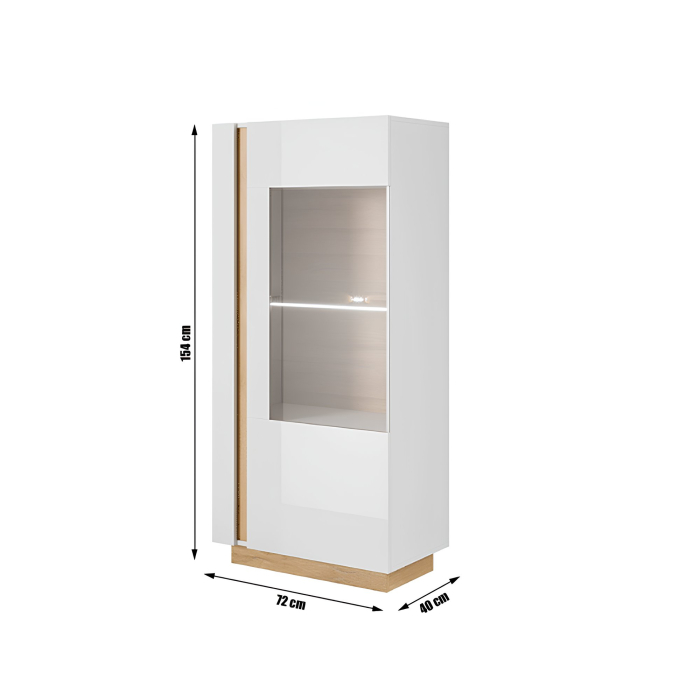 Vitrină 72, alb/stejar grandson/alb lucios, CITY [2]