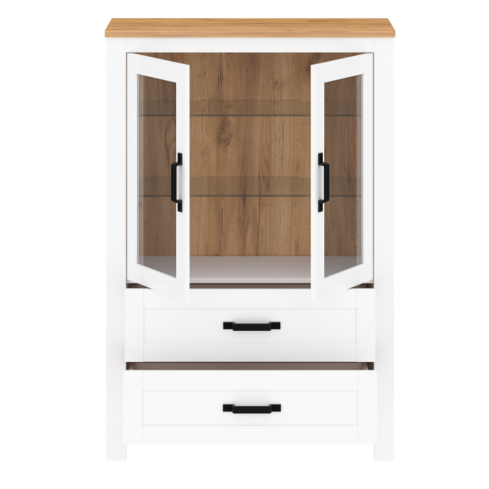 Vitrină, alb alba / stejar craft auriu, LANZETTE K [3]