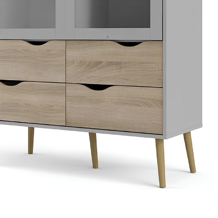 Vitrină, alb/stejar sonoma, OSLO 75462 [3]