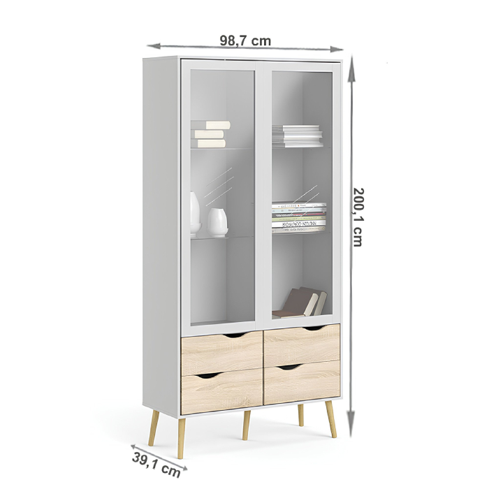 Vitrină, alb/stejar sonoma, OSLO 75462 [4]