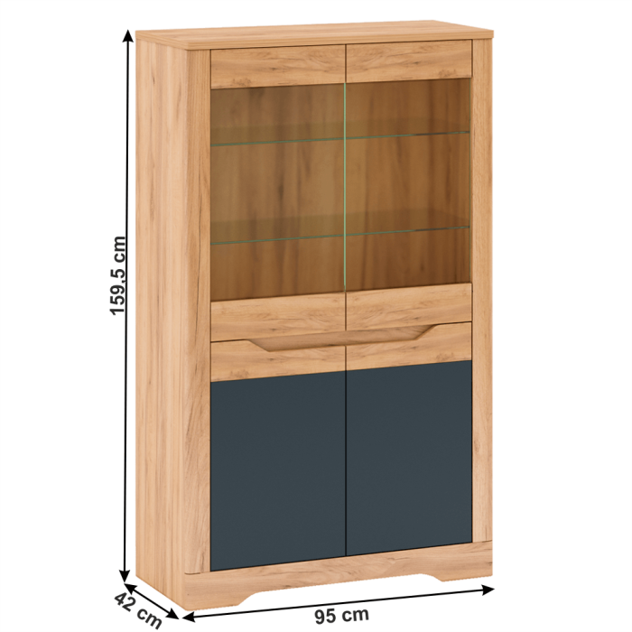 Vitrina C, stejar craft auriu / grafit gri, FIDEL [4]