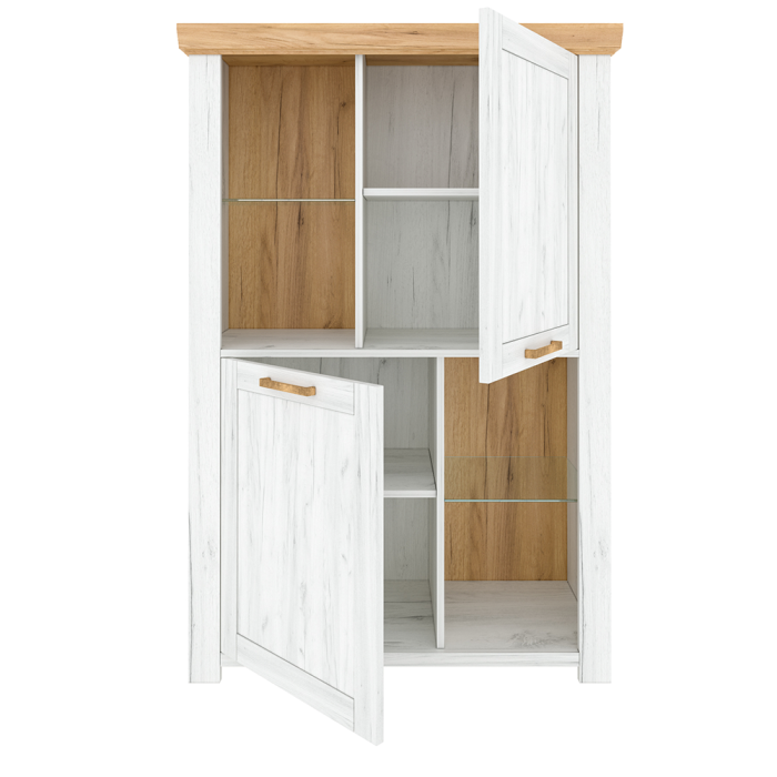 Vitrină C, stejar craft auriu / stejar craft alb, SUDBURY [2]