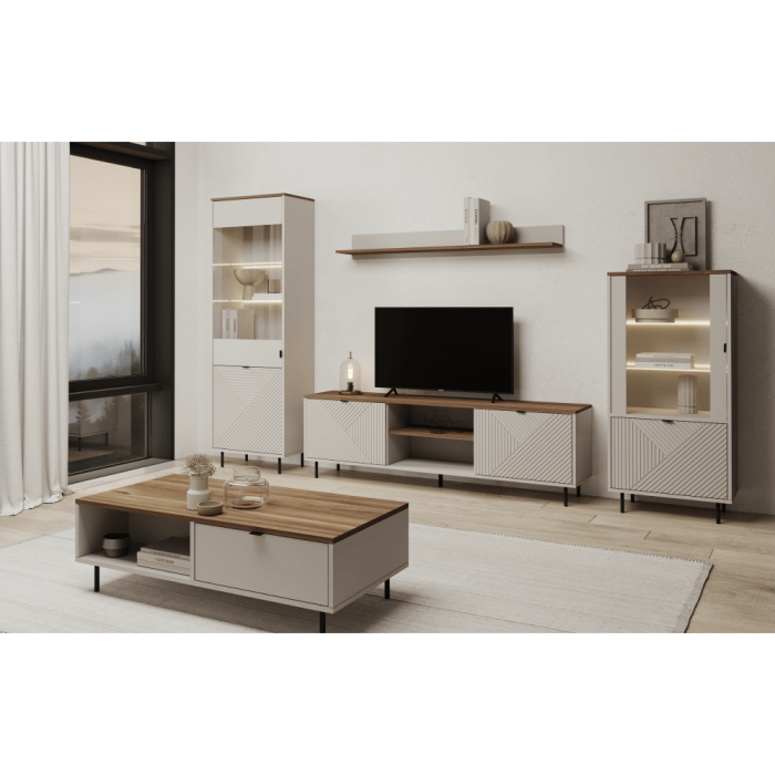 Vitrină, caşmir/stejar castello, EYCO 1D1W [2]