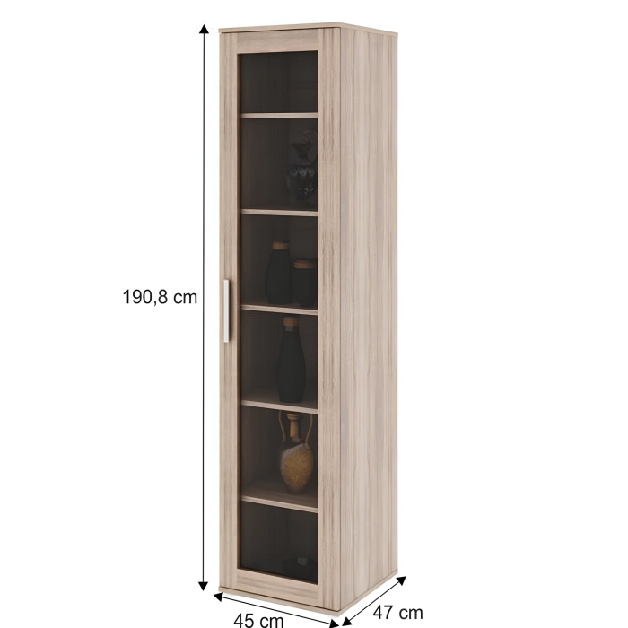 Vitrină cu rafturi, pal melaminat, stejar sonoma, DUNAJ Tip4 [5]