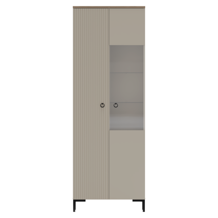 Vitrină, gri-maroniu Taupe/stejar silverjack, DOMCA 1D1W [2]