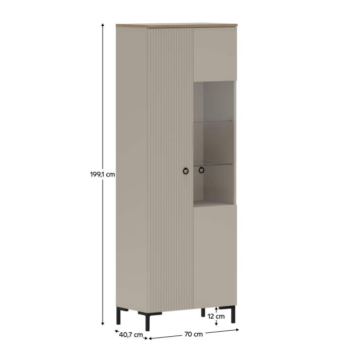 Vitrină, gri-maroniu Taupe/stejar silverjack, DOMCA 1D1W [4]