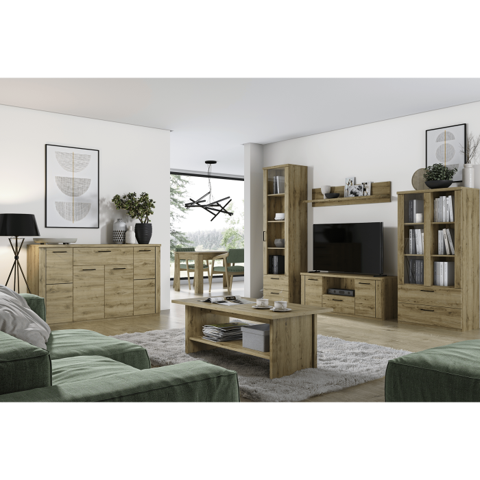 Vitrină joasă 1W2S, stejar navarra, DORSI [5]