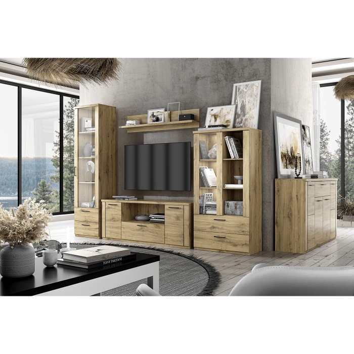 Vitrină joasă 1W2S, stejar navarra, DORSI [4]