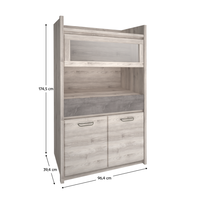 Vitrină joasă 2D1W1S, castan Nairobi / onix, JESI NEW [3]