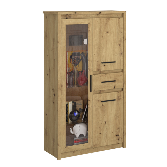 Vitrină joasă 2D1W1S, stejar Artisan, AIRON [4]