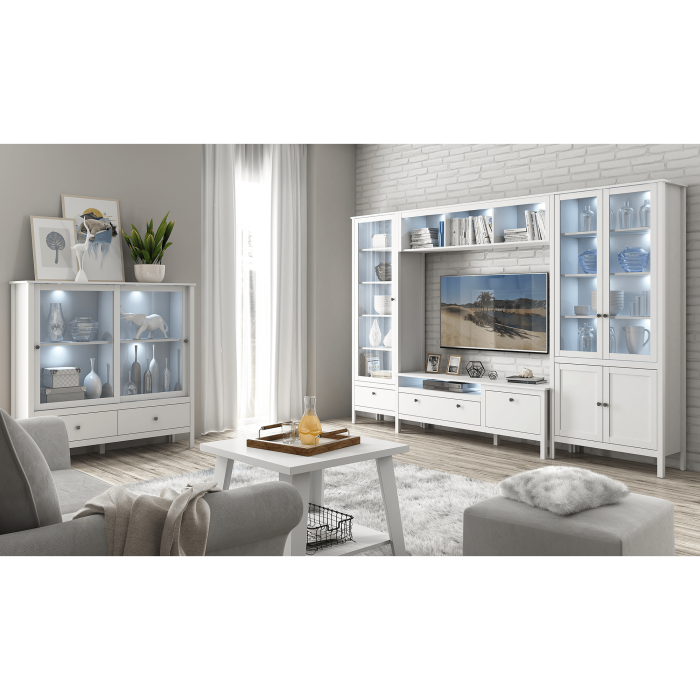 Vitrină joasă 2W2S, alb, OLJE [3]