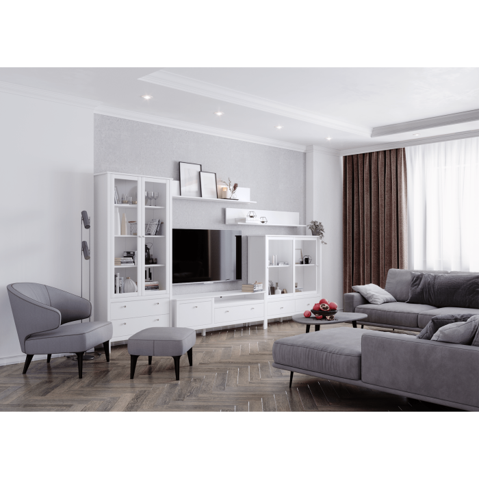 Vitrină joasă 2W2S, alb, OLJE [4]