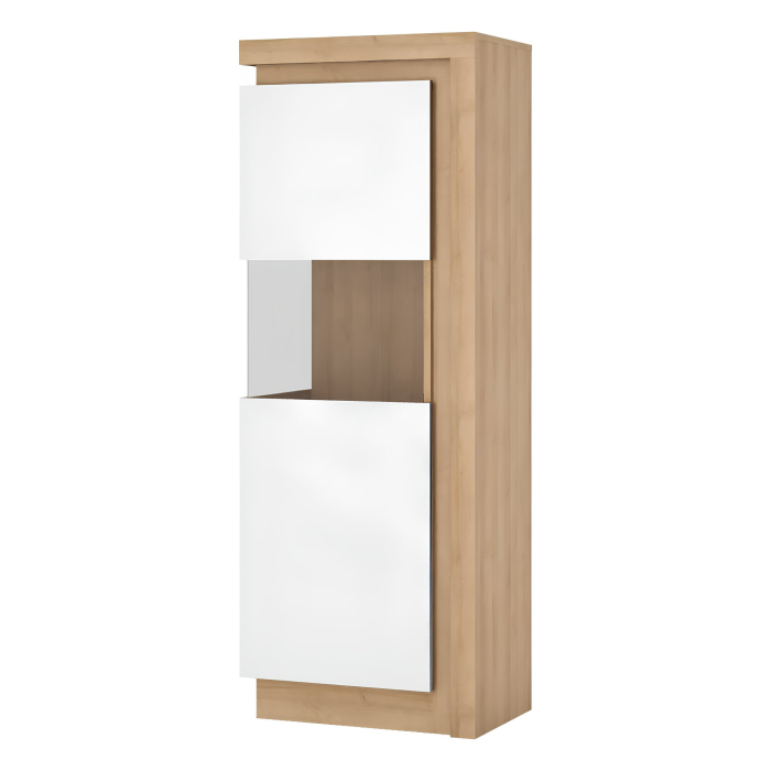Vitrină LYOV01L, stejar riviera/alb cu luciu extra ridicat, LEONARDO [2]