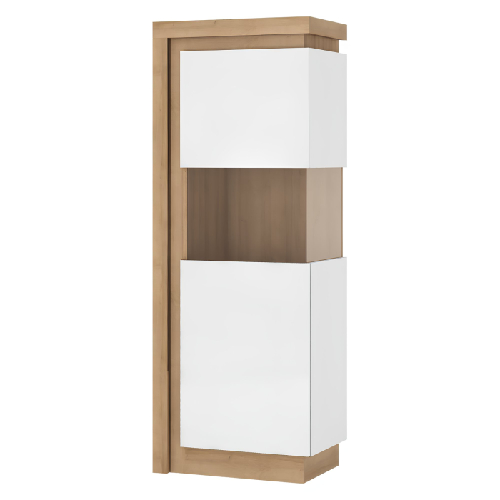 Vitrină LYOV01P, stejar riviera/alb cu luciu extra ridicat, LEONARDO [2]