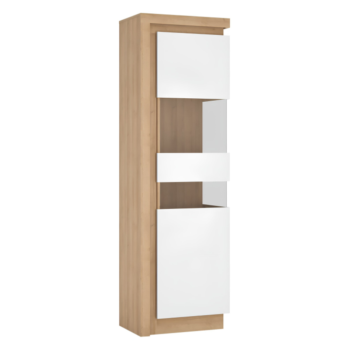 Vitrină LYOV03P, stejar riviera/alb cu luciu extra ridicat, LEONARDO [3]