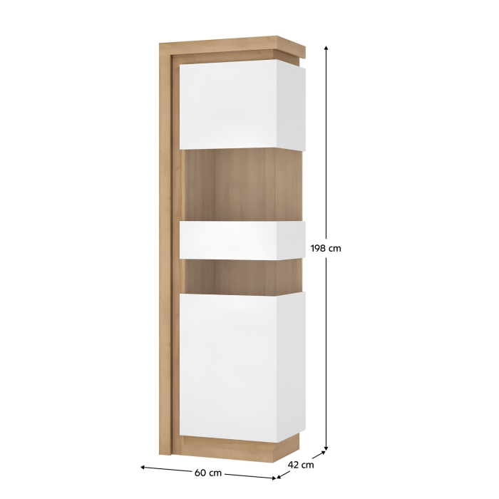 Vitrină LYOV03P, stejar riviera/alb cu luciu extra ridicat, LEONARDO [4]