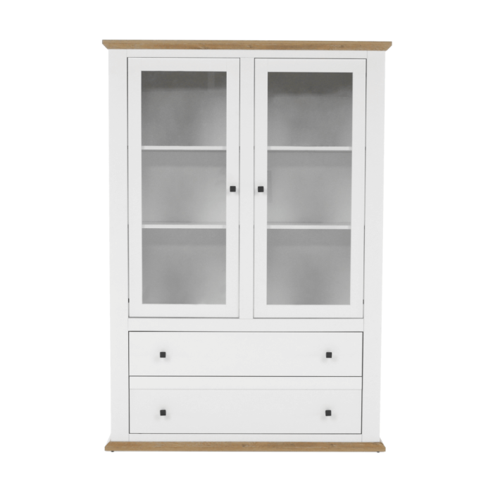 Vitrină MZ5, alb / stejar grand, LEON [7]