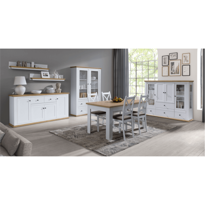 Vitrină MZ5, alb / stejar grand, LEON [19]