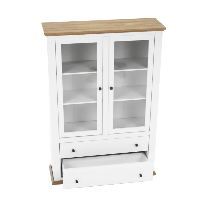 Vitrină MZ5, alb / stejar grand, LEON [10]