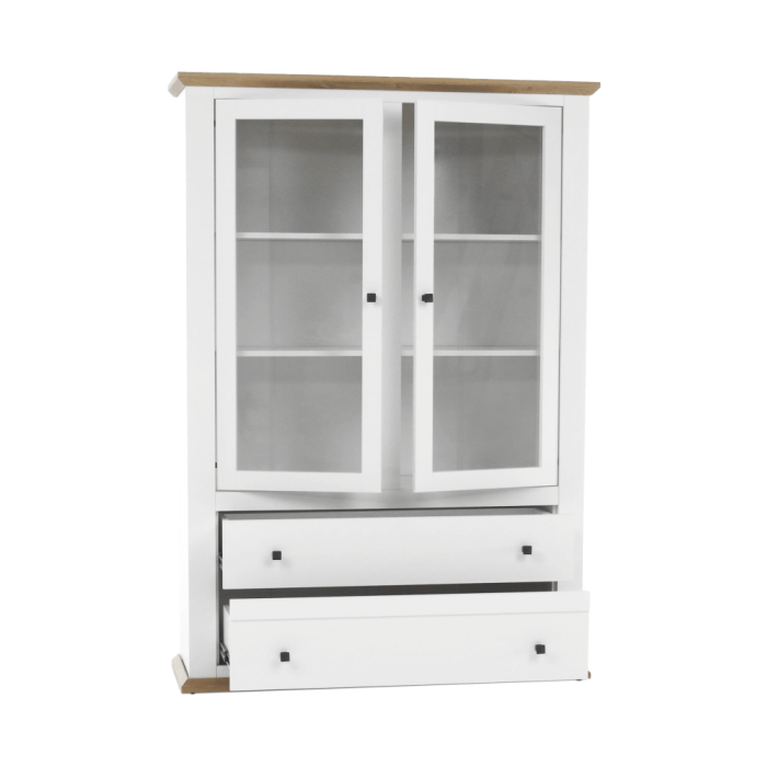 Vitrină MZ5, alb / stejar grand, LEON [8]