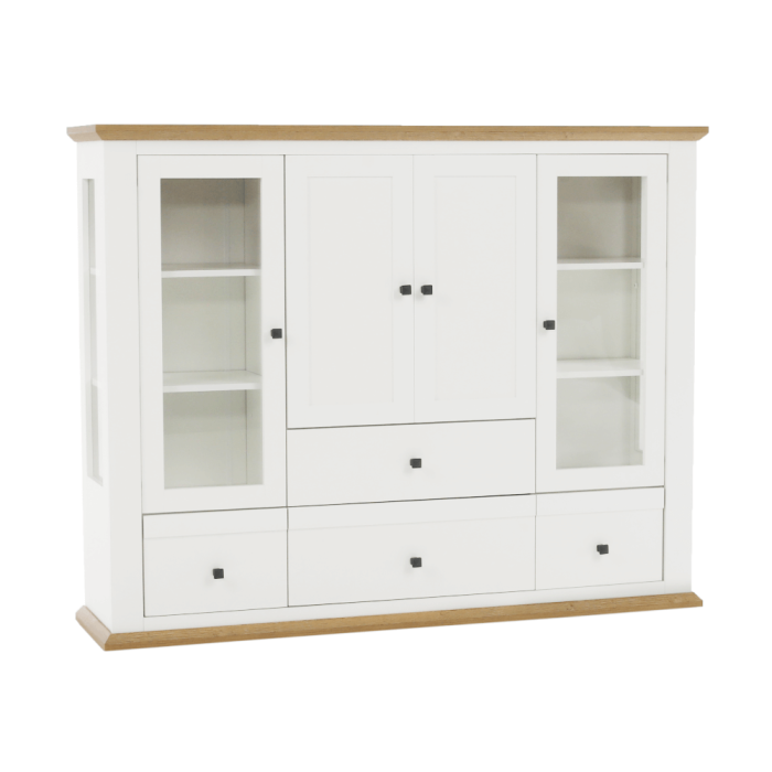 Vitrină MZ6, alb / stejar grand, LEON [19]