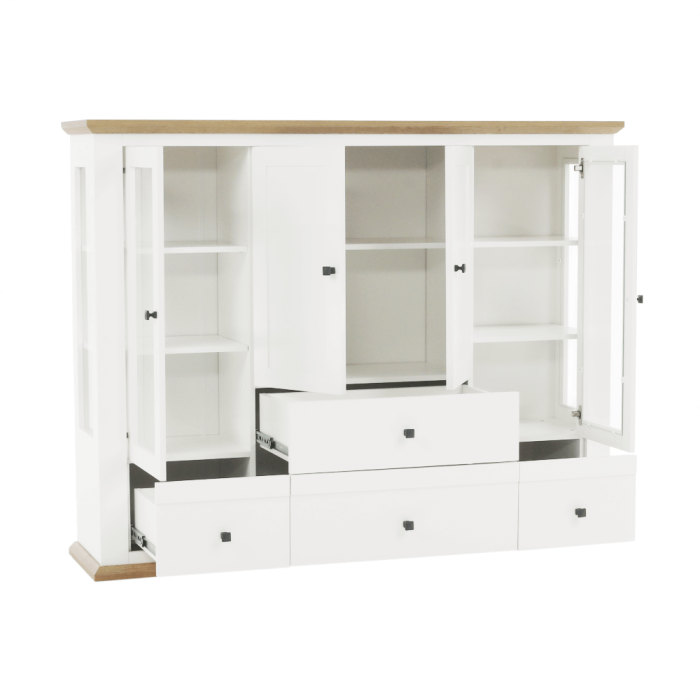 Vitrină MZ6, alb / stejar grand, LEON [6]