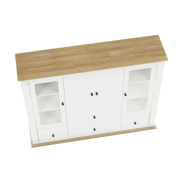 Vitrină MZ6, alb / stejar grand, LEON [8]