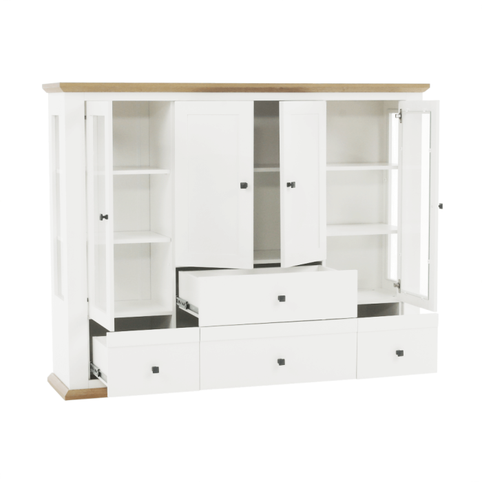Vitrină MZ6, alb / stejar grand, LEON [5]