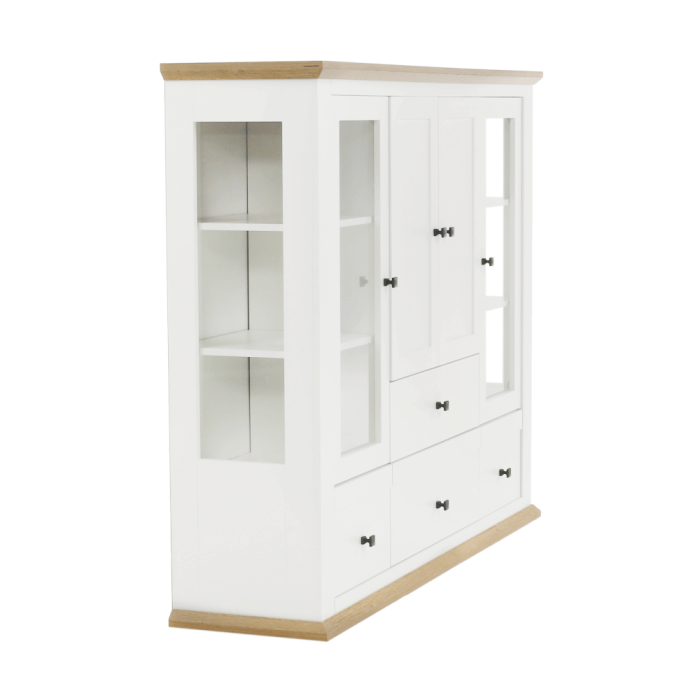 Vitrină MZ6, alb / stejar grand, LEON [20]