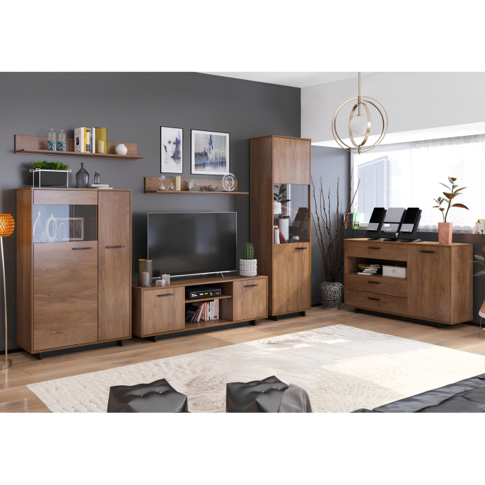 Vitrină, stejar bolzano / negru, stânga, DELIS A1 [2]