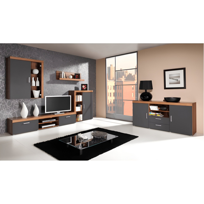 Vitrină suspendabilă CHERIS 4, prun/grafit gri [2]