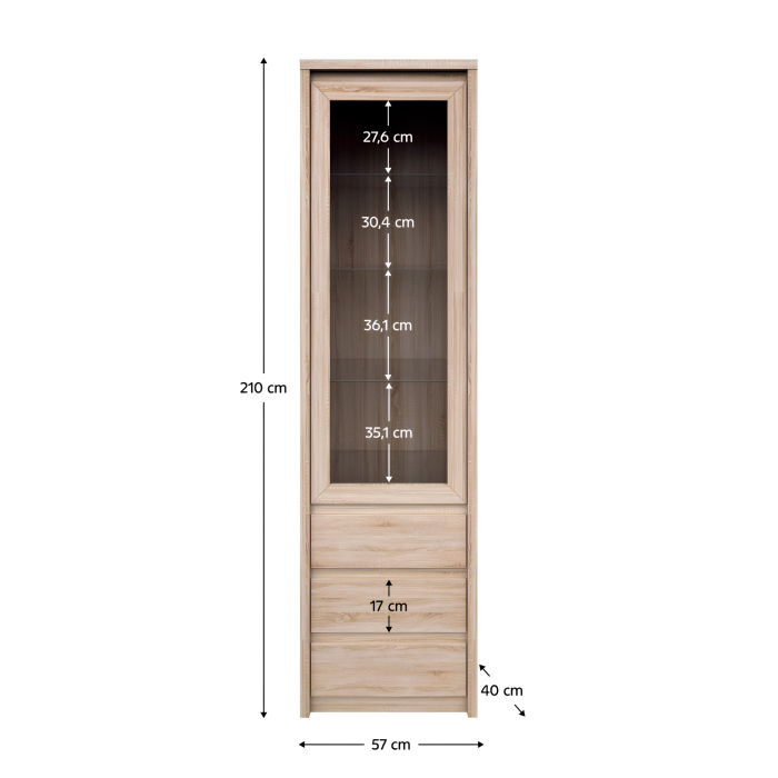 Vitrină TYP 4, PAL melaminat, stejar sonoma, NORTY [3]