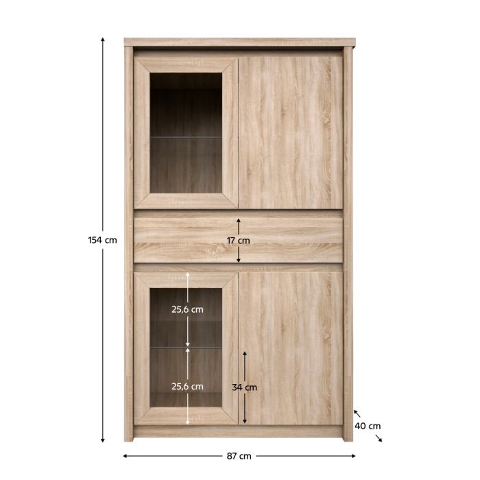 Vitrină TYP 7, PAL melaminat, stejar sonoma, NORTY [3]