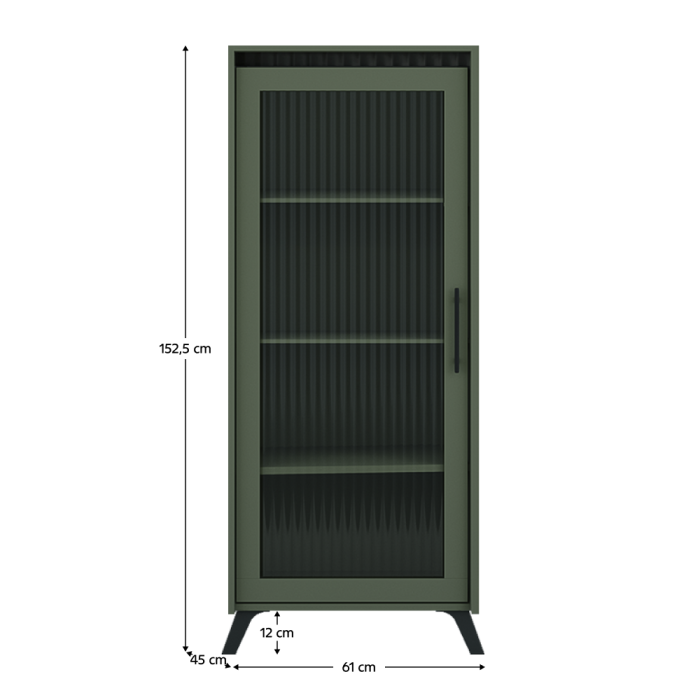 Vitrină, verde smoke/negru, LONGY REG1W [2]
