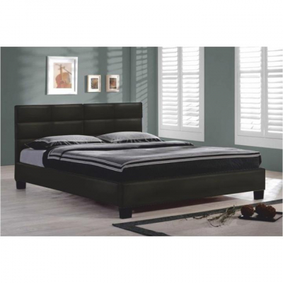 Pat tapitat ,cu suport saltea , piele ecologica neagra 160 x 200 cm  ,Bortis Impex [2]