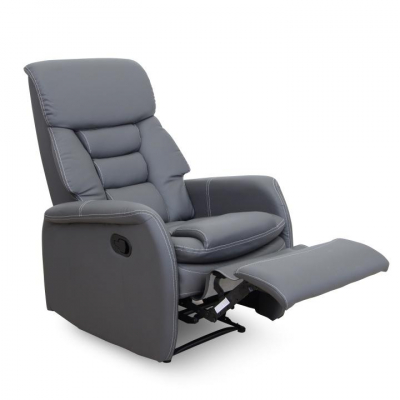 Fotoliu relaxant,cu recliner , piele ecologică gri,Bortis Impex [0]