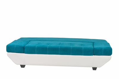 Canapea extensibila, moderna cu spatiu depozitare  , brate incadrate reglabile, 200 cm lungime, albastru rubin/ piele eco crem [2]